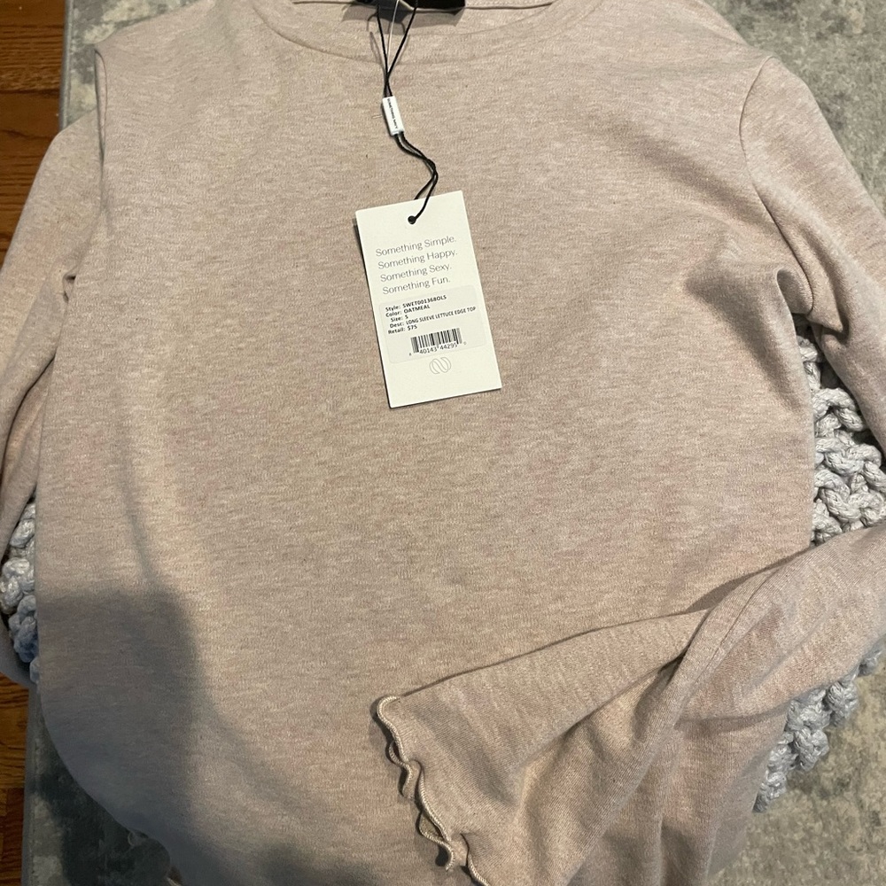 Something Navy long sleeve top. Oatmeal color